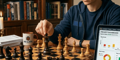 Black king chess piece prominently positioned on wooden chessboard