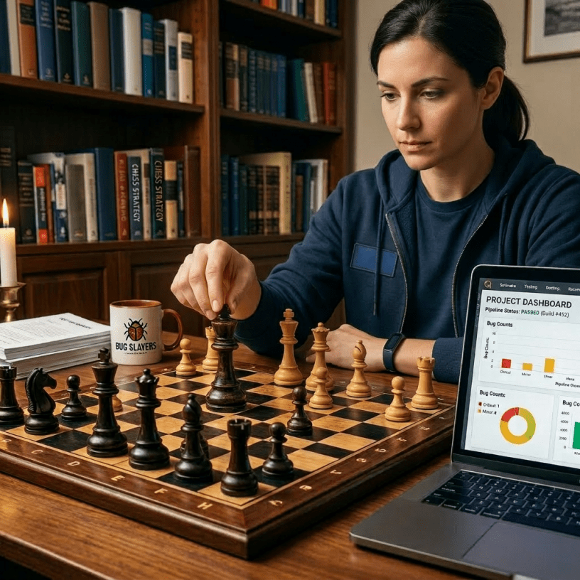 Black king chess piece prominently positioned on wooden chessboard