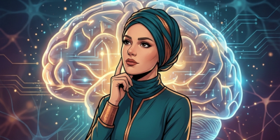 Illustration showing a thoughtful professional standing in front of a glowing human brain made of digital circuits, with the title “Write This Like My Brain Isn’t Full,” symbolizing cognitive load, AI-assisted work, and the mental effort behind modern productivity.